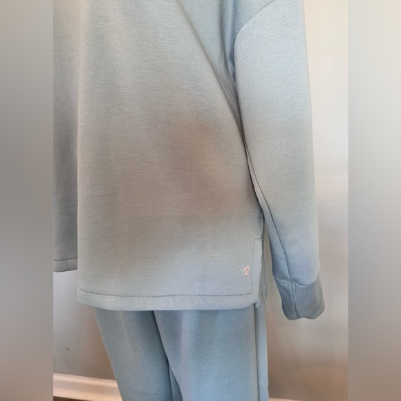 Apana Large 2 pc Scuba coordinating yoga athletic set sweatpants shirt top blue - Picture 5 of 7